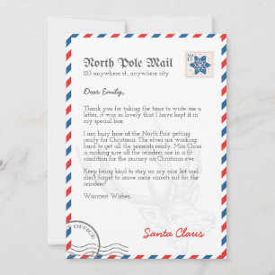 Cartão Carta do Papai Noel do Polo Norte Personalizada