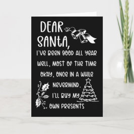 Cartão Carta engraçada para o Papai Noel presentes de Nat