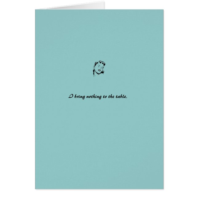 Cartão cartão: azul "eu não trago nada à mesa " (Frente)