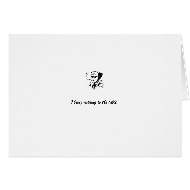Cartão cartão: branco "eu não trago nada à mesa " (Frente Horizontal)