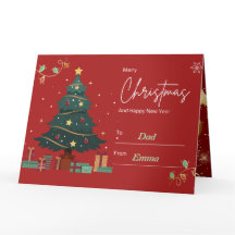 "Cartão de Ano Novo Vermelho Personalizado Dobrado