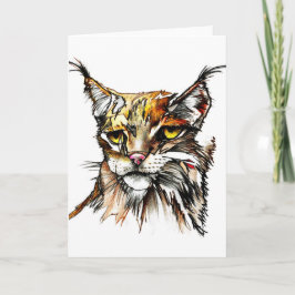 Cartão Cartão: Desenho selvagem do gato de Linx