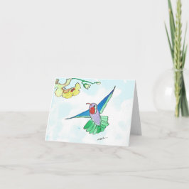 Cartão Cartão/Envelope de Nota de Hummingbird com Aquarel