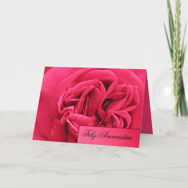 Cartão Cartão: Feliz Aniversário - rosa do rosa (Frente)