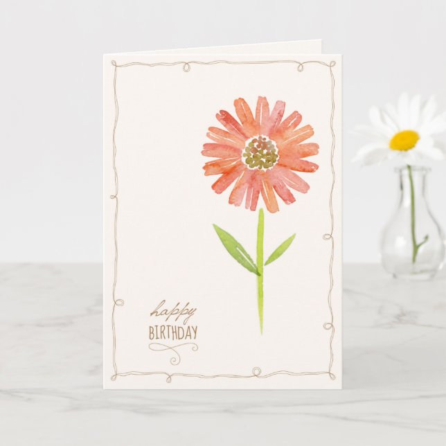Cartão Cartão-guião de aniversário de aquarela floral cor (Planta pequena)