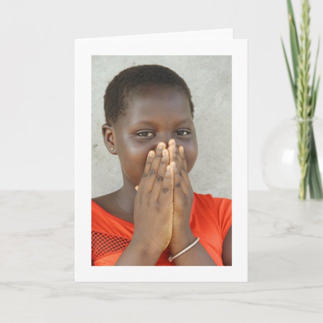 Cartão Cartão, "menina em um vestido laranja-vermelho " (Frente)