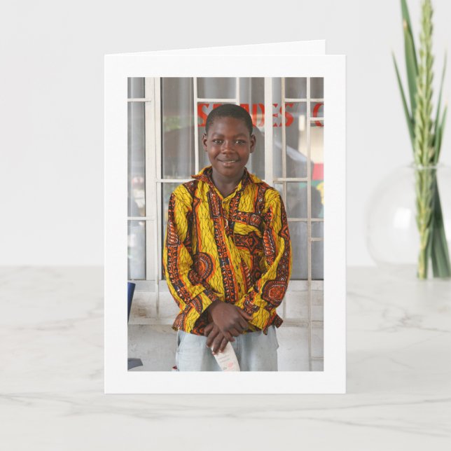 Cartão Cartão, "menino em um amarelo, vermelho, e camisa (Frente)