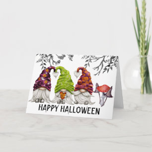 Cartão Cartão-postal dos Gnomos Feliz de Halloween