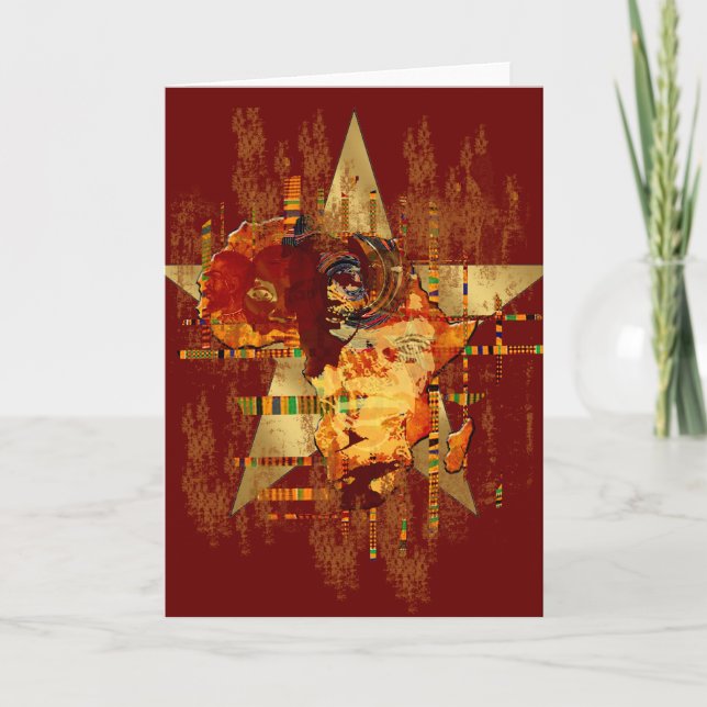 Cartão Cartão-postal Tribal Grunge Africa Star Faces da Á (Frente)