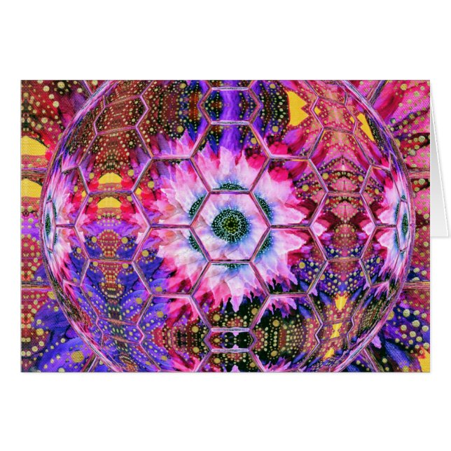 Cartão Cartão: roxo, rosa, lindo, alegre globo floral. (Frente Horizontal)