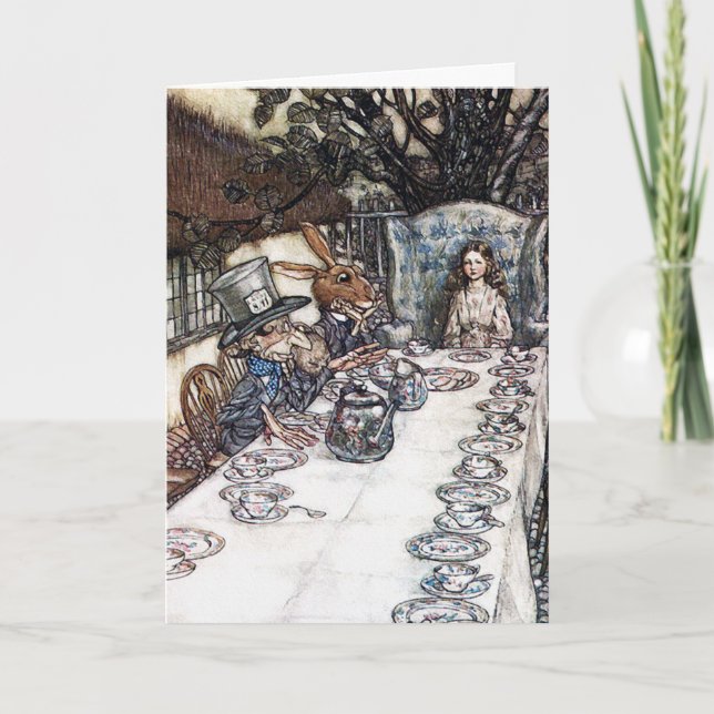 Cartão Cartão: Tea party louco do Hatter - Alice no país (Frente)