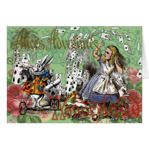 Cartão cartas de aventura de alice no país das maravilhas