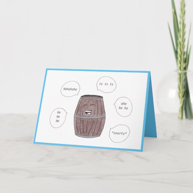 Cartão Cartaz de aniversário feliz do barril de risos (Frente)