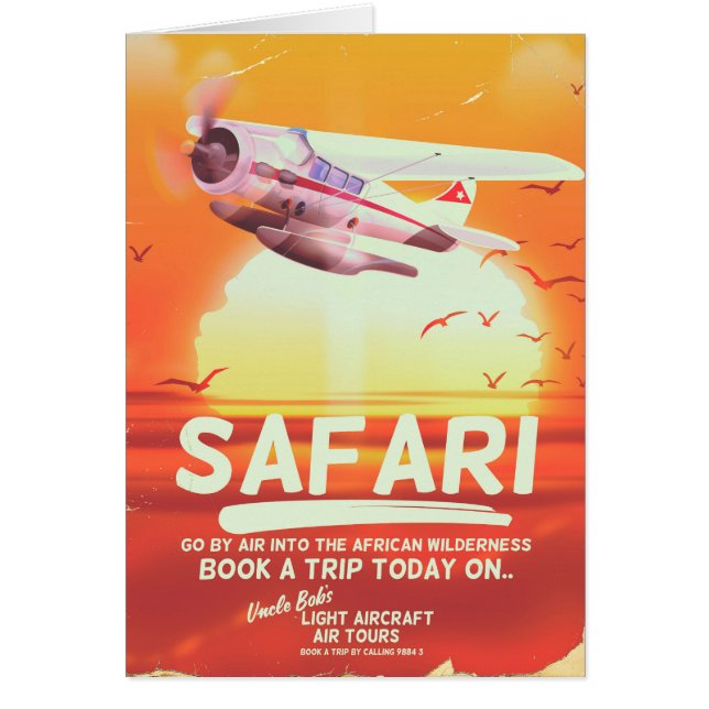 Cartão Cartaz de aventura vintage Safari. (Frente)