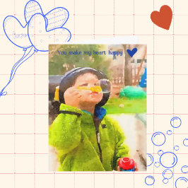 Cartão Cartaz de Dia de os namorados Joyful com bolhas so