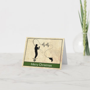 Cartão Cartaz de Natal Feliz para o Homem Pescado