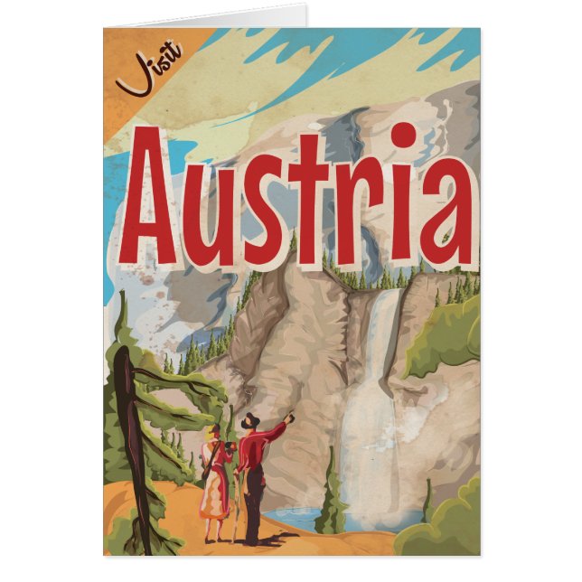 Cartão Cartaz de Viagem Antigo da Áustria (Frente)