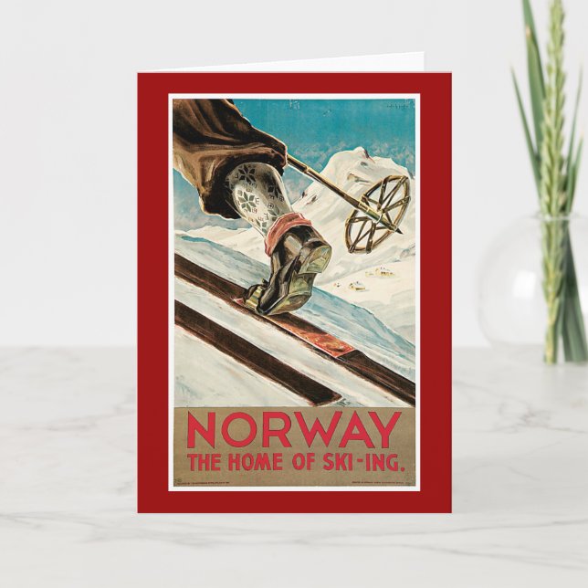 Cartão Cartaz de Viagem Antigo da Noruega (Frente)