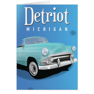 Cartão Cartaz de viagem antigo Detroit Michigan EUA