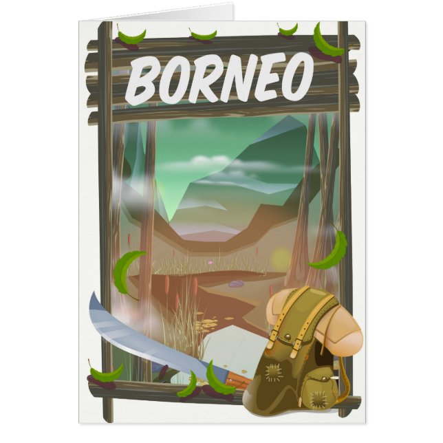 Cartão cartaz de viagem da selva de Bornéu (Frente)