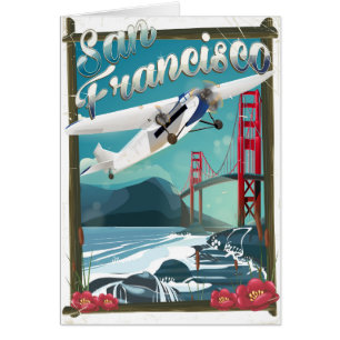 Cartão Cartaz de viagem de avião para São Francisco