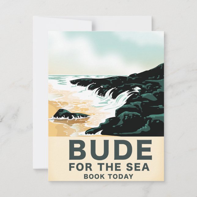 Cartão Cartaz de viagem de Bude Cornwall (Verso)