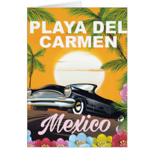 Cartão cartaz de viagem de carro mexicano em Playa del Ca