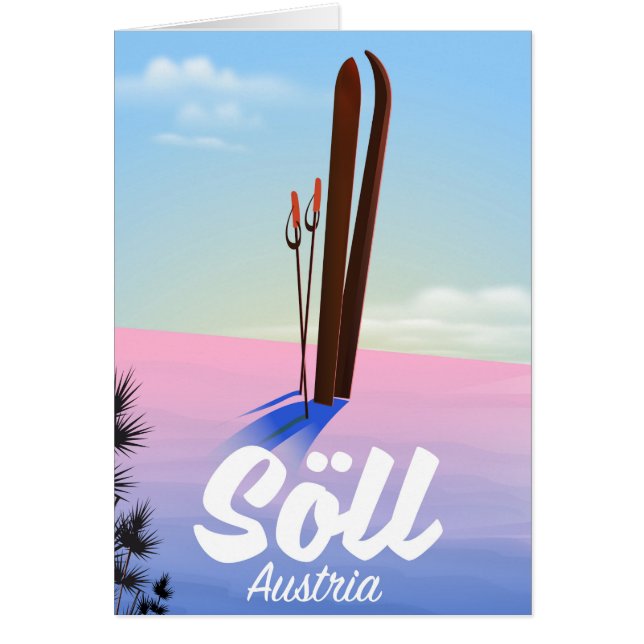 Cartão Cartaz de viagem de esqui Söll, Áustria (Frente)