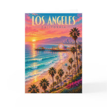 Cartaz de Viagem de Los Angeles Califórnia Pôr do