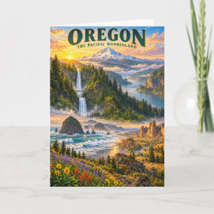 Cartão Cartaz de Viagem do Oregon Pacific Wonderland