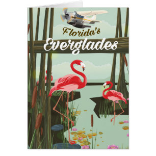 Cartão cartaz de viagem dos Everglades da Flórida em dese