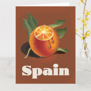 Cartão cartaz de viagem laranja da Espanha