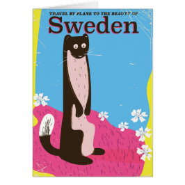Cartão Cartaz de viagem vintage de desenho animado da Sué