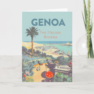Cartão Cartaz de Viagem Vintage de Gênova Riviera Italian
