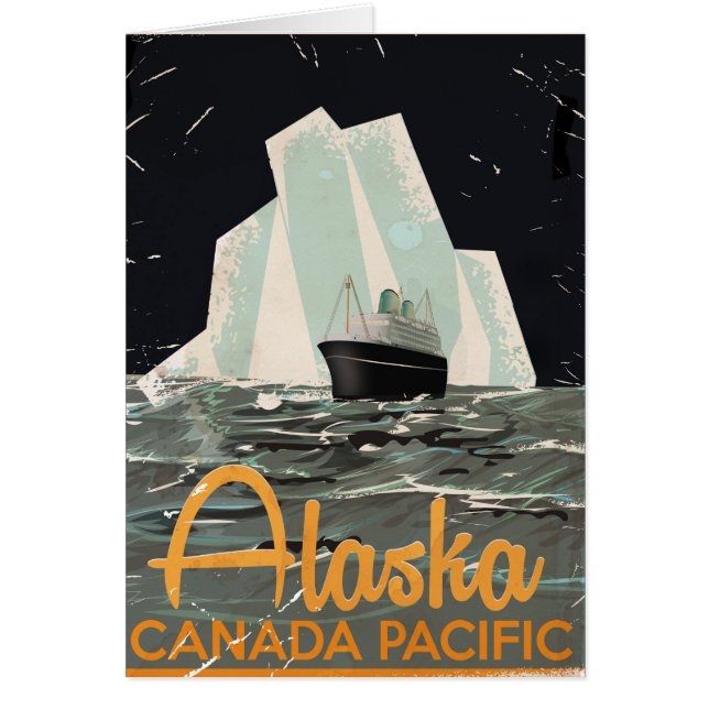Cartão cartaz de viagem vintage do Alasca (Frente)