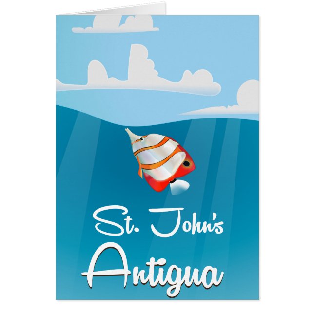 Cartão Cartaz de Viagens de St. John's, Antígua e Barbuda (Frente)