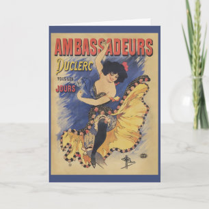 Cartão Cartaz Francês Antigo Dançarina Art Nouveau