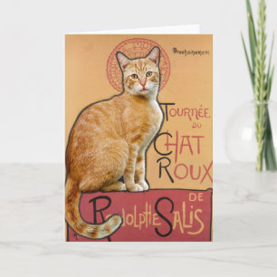 Cartão    Cartaz Francês Antigo Estilo Gato Laranja      