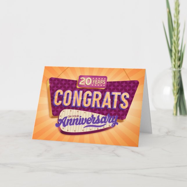 Cartão Cartaz Retroativa de 20 de Aniversário do Funcioná (Frente)