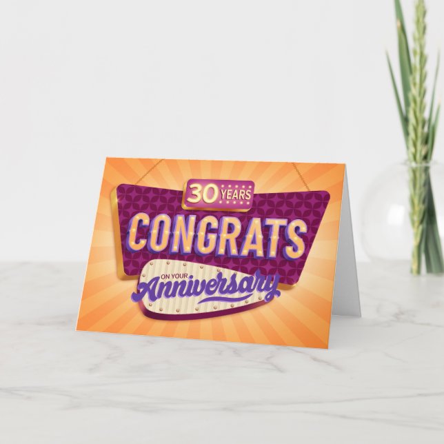 Cartão Cartaz Retroativa de 30 de Aniversário do Funcioná (Frente)