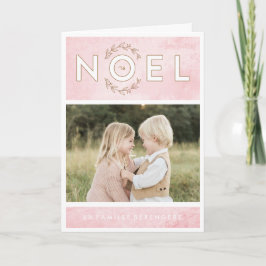 Cartão Carte de voeux de rosa et d'or de Noël