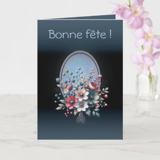 Cartão Carte de voeux pliée Azur fleuri