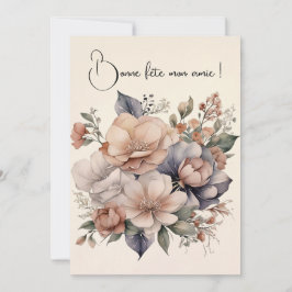 Cartão Carte de voeux simple Boho mon jardin fleuri