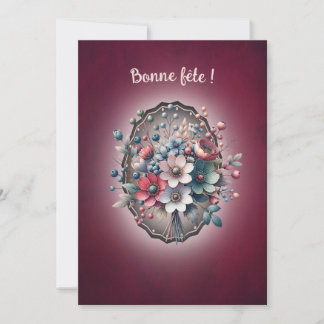 Cartão Carte de voeux simple, Magnolia framboise