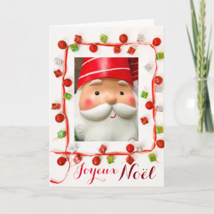 Cartão Carte Joyeux Noel personalizada Guirlande Pere Noe