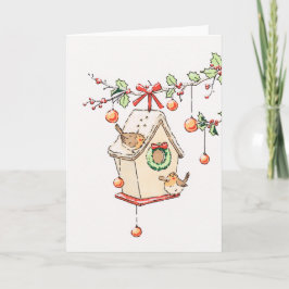 Cartão Carte Joyeux Noël rouge-gorge neige