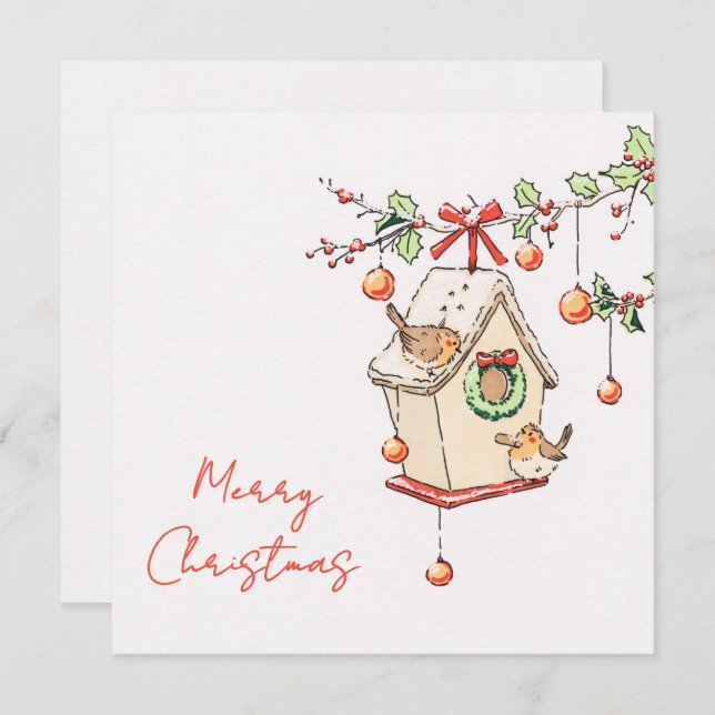 Cartão Carte Noël, Robin Chritsmas card (Frente/Verso)