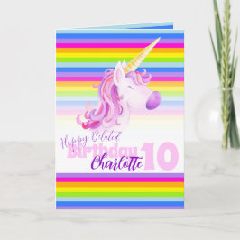 Cartão Carteira de aniversário do Unicorn arco-íris atras