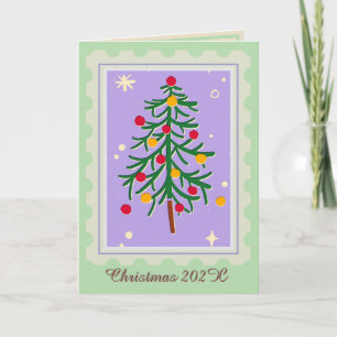 Cartão Carteira de Natal Púrpura e Verde