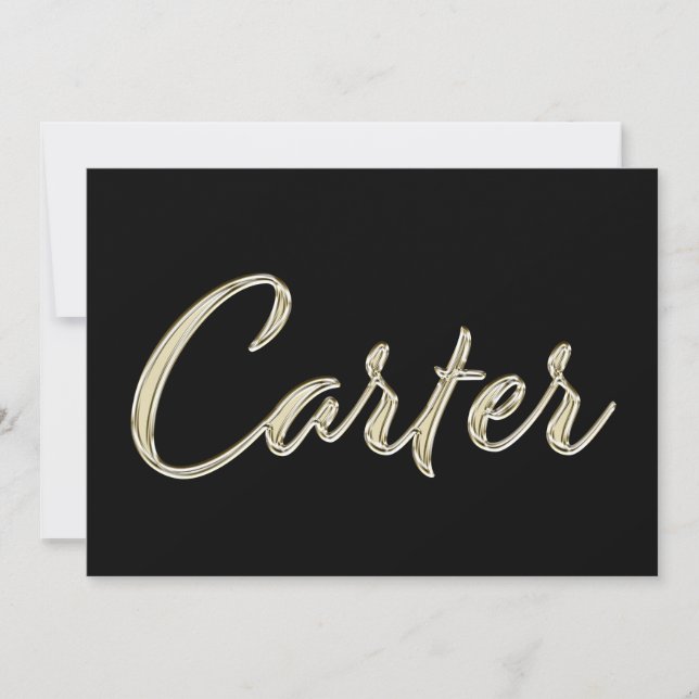 Cartão Carter Name white gold Handwriting Karte (Frente)